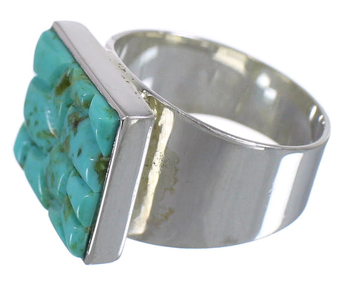 Southwest Turquoise And Authentic Sterling Silver Ring Size 8-1/2 YX68689